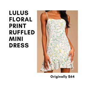 Begin to Bloom White Floral Print Ruffled Mini Dress